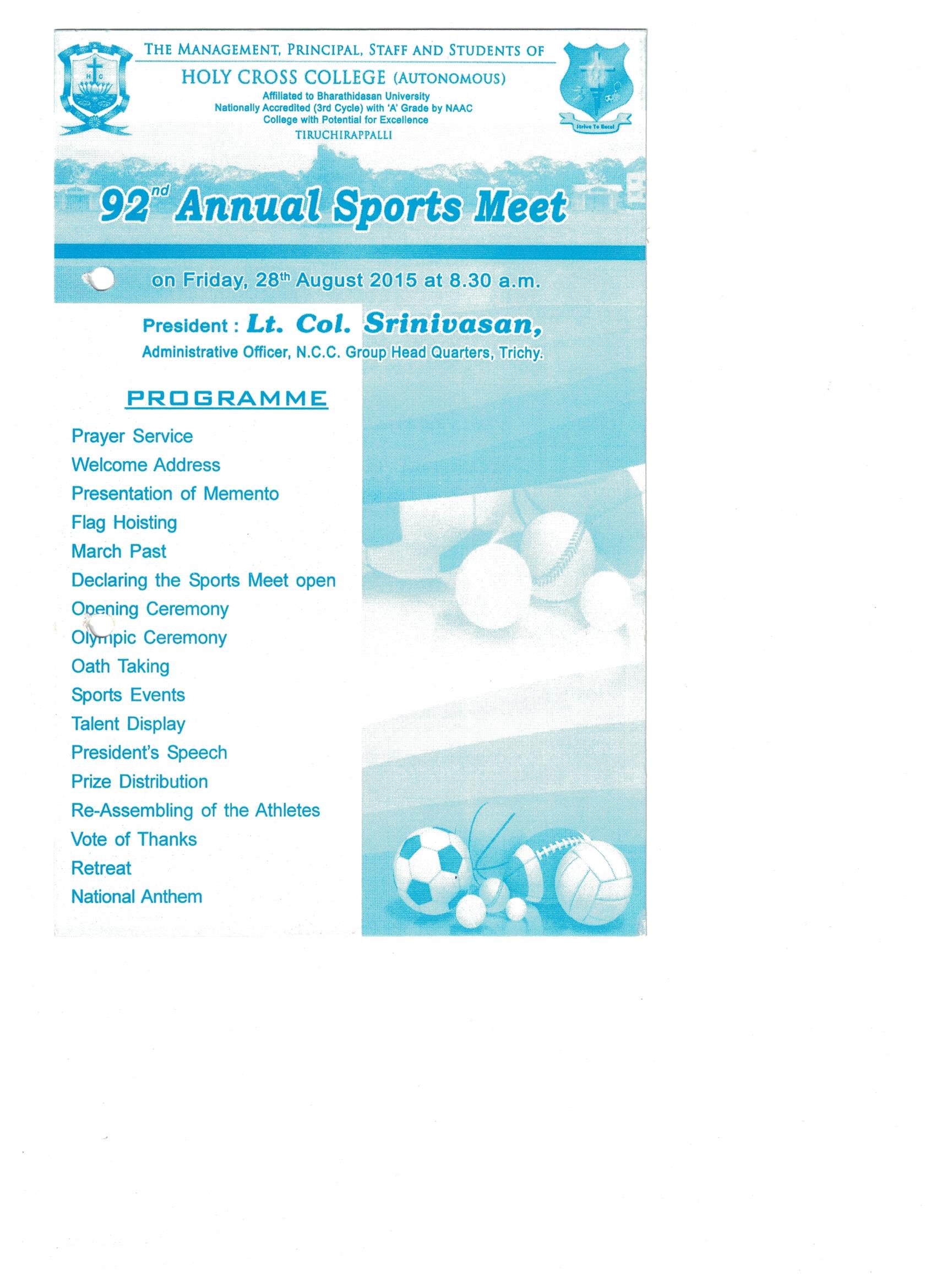 92nd Sports Day Invite